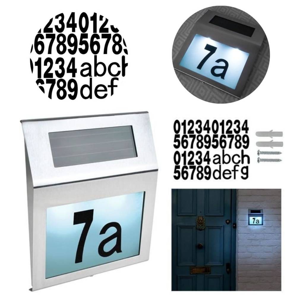 Mājas numurs  ar saules paneli