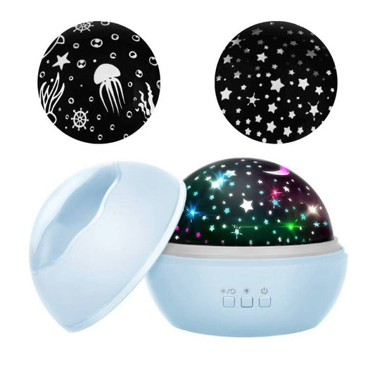 Nakts lampa ar projektoru - zila