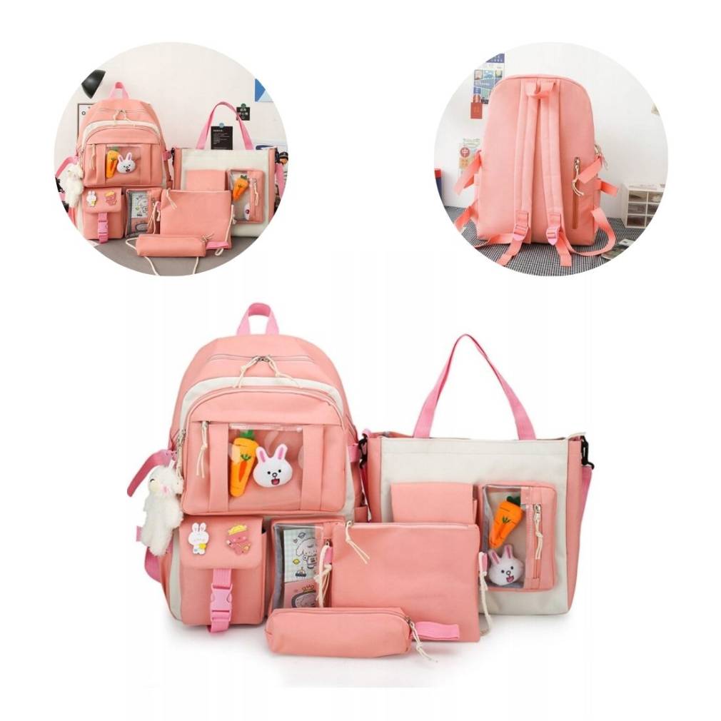 Rozā bērnu skolas mugursoma