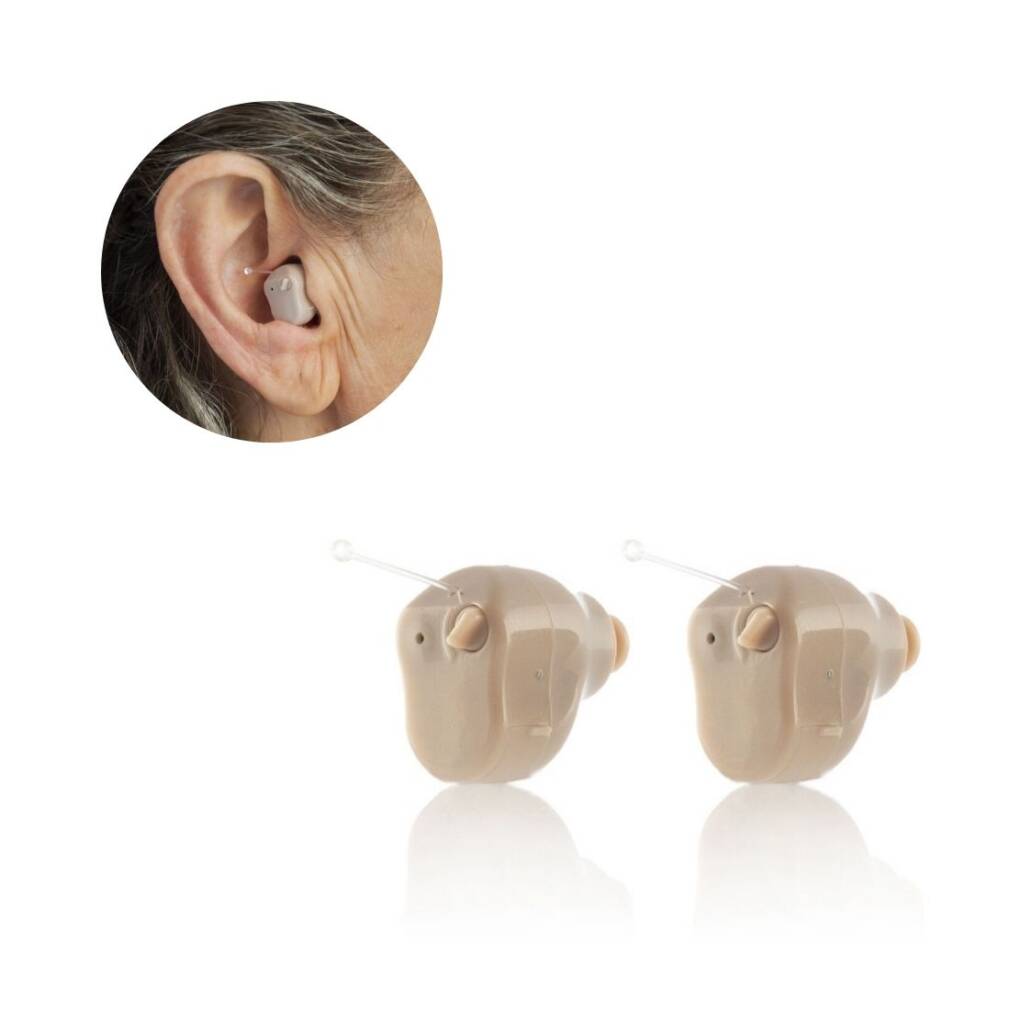 Ausīs ievietojams dzirdes pastiprinātājs ar piederumiem