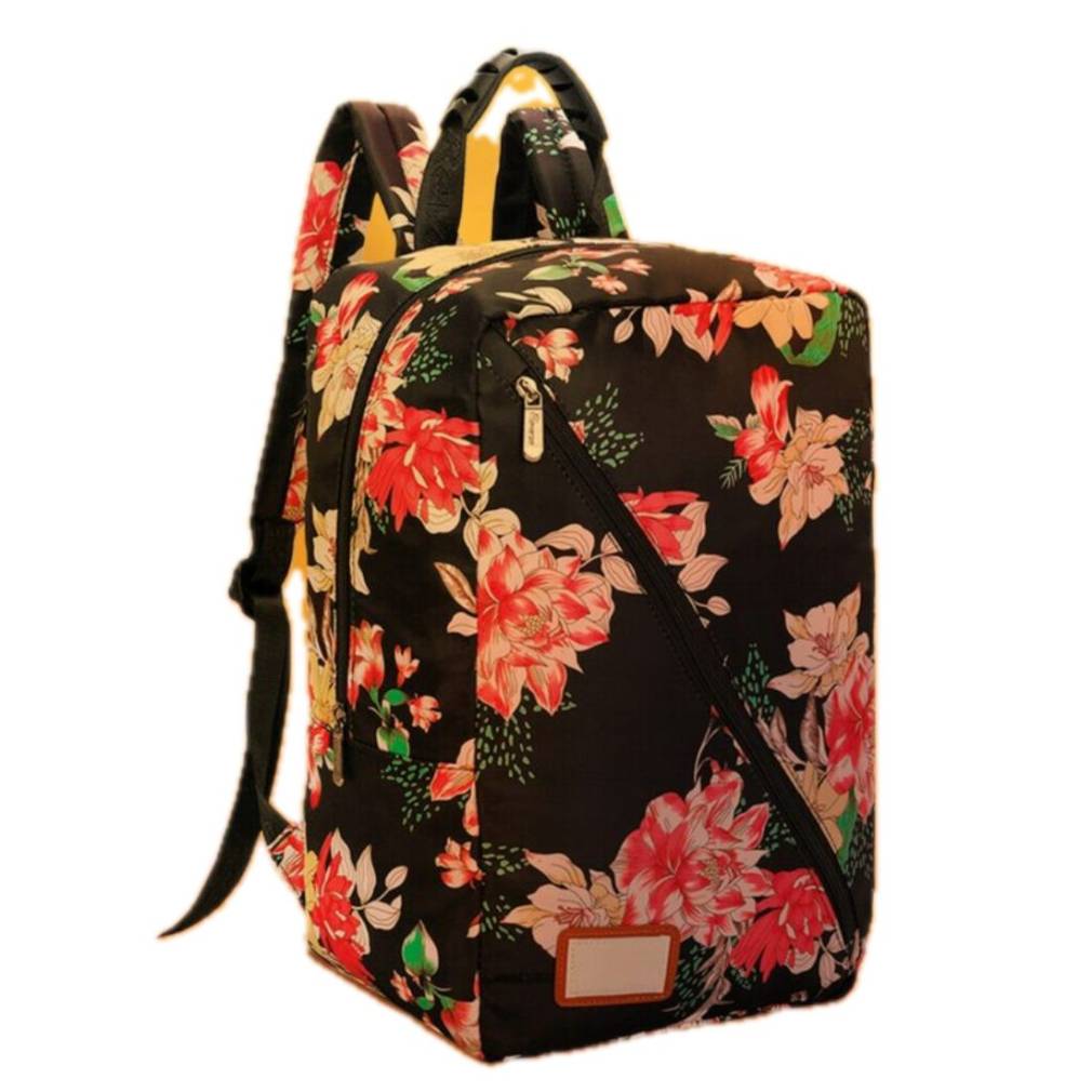 Mugursoma ar ziedu rakstu