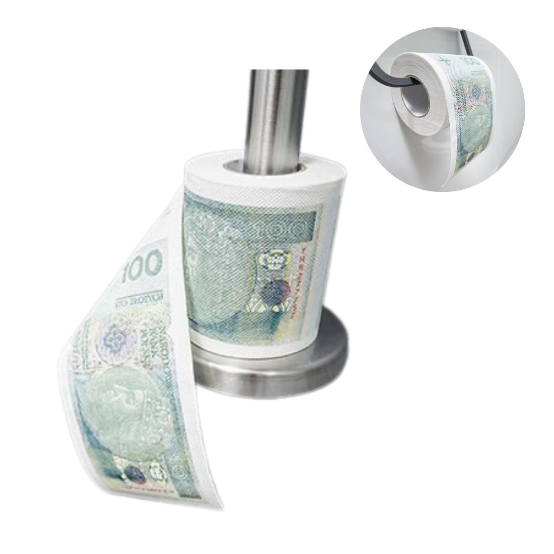 Tualetes papīrs nauda zīmju dizainā