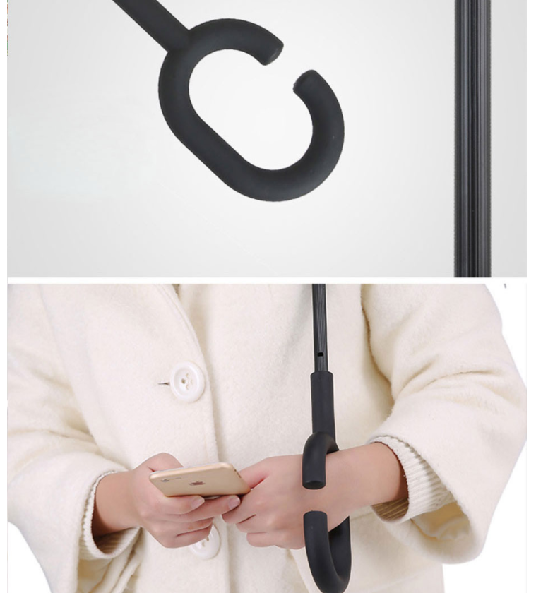 Reversais lietussargs atlokāms ar C formas rokturi