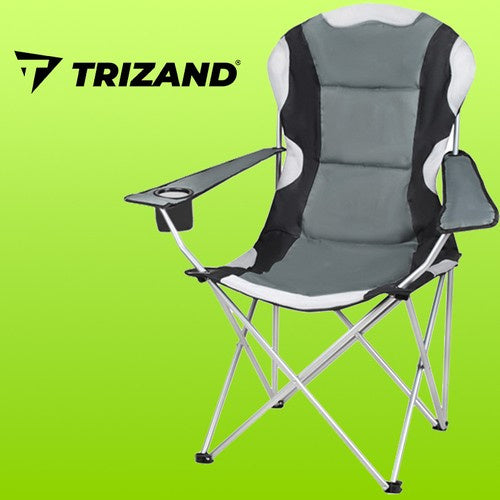 Melns un pelēks makšķerēšanas krēsls