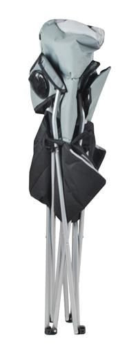 Melns un pelēks makšķerēšanas krēsls