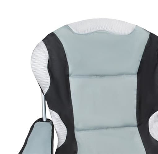 Melns un pelēks makšķerēšanas krēsls