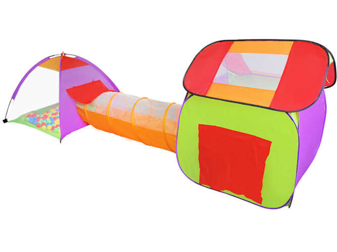 Bērnu telts-namiņš + tunelis + 200 bumbiņas