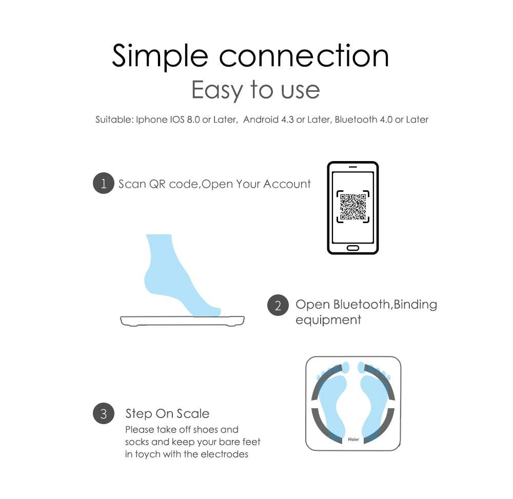 Ķermeņa gudrie Bluetooth svari ar telefona aplikāciju melnā krāsā
