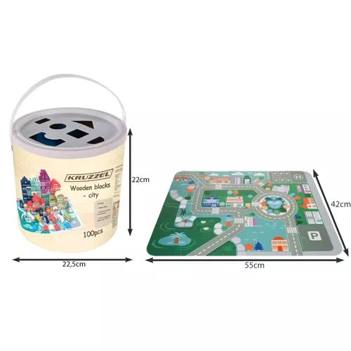 Koka bloku komplekts – Pilsēta 100 gab