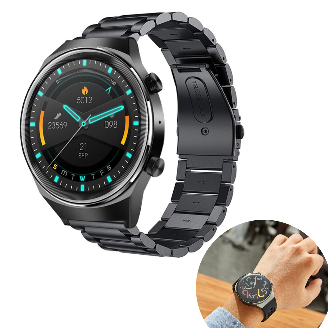 Viedpulkstenis Smart-Watch ūdensizturīgs pedometrs, miega, pulsa mērītājs Q8