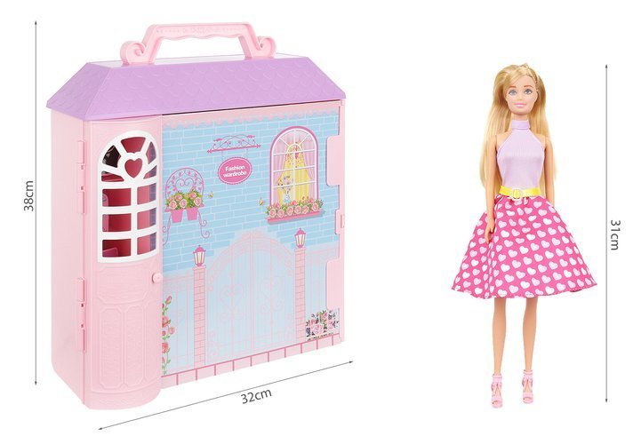 Lelļu māja ar drēbēm un lelli