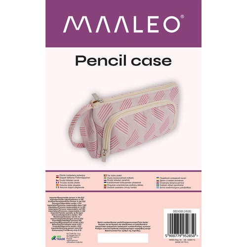 Skolas zīmuļu maciņš ar diviem nodalījumiem, salokāms, dubulti rozā, bērniem