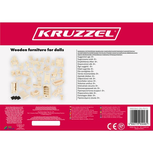 Koka leļļu mēbeļu komplekts, 34 daļas