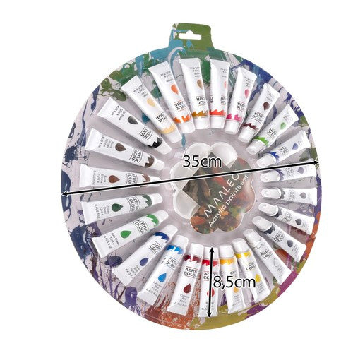 Akrila krāsas 12 ml - 24 krāsu komplekts Maaleo