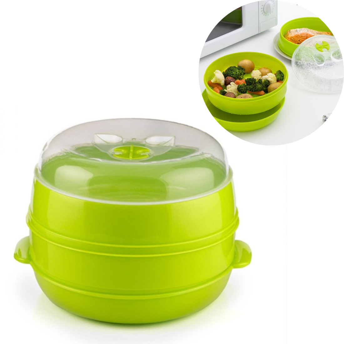 Sutinātājs dubultais tvaikotājs mikroviļņu krāsnij