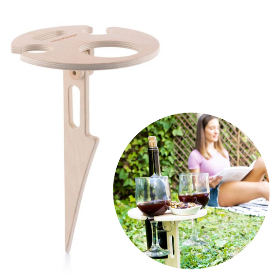 Saliekamais portatīvais vīna galds piknikam