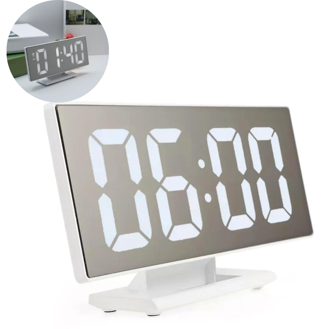 Digitālais modinātājs LED pulkstenis - spogulis