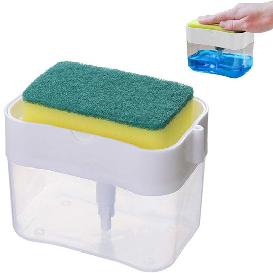 Šķidru ziepju dozators virtuves švammēm, turētājs 2in1