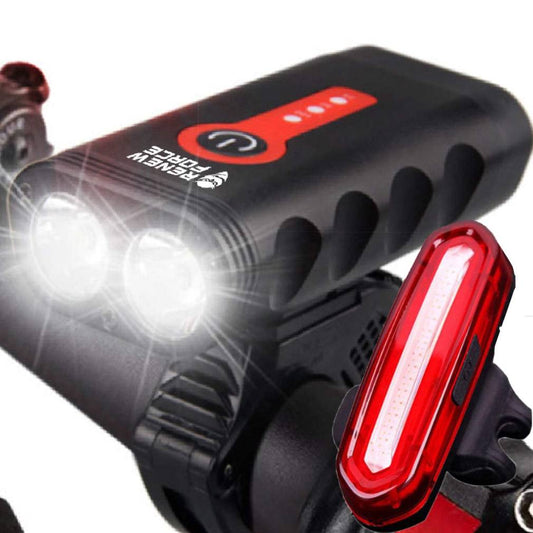 Velosipēda priekšējā un aizmugurēja luktura komplekts