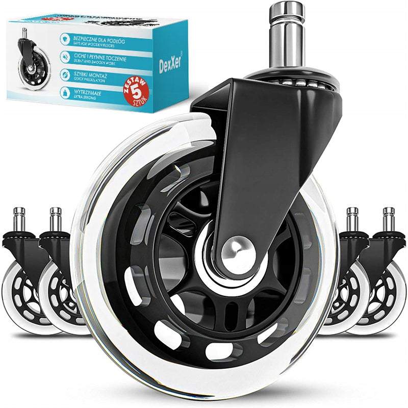 Gumijas riteņi krēslam 5 gabali