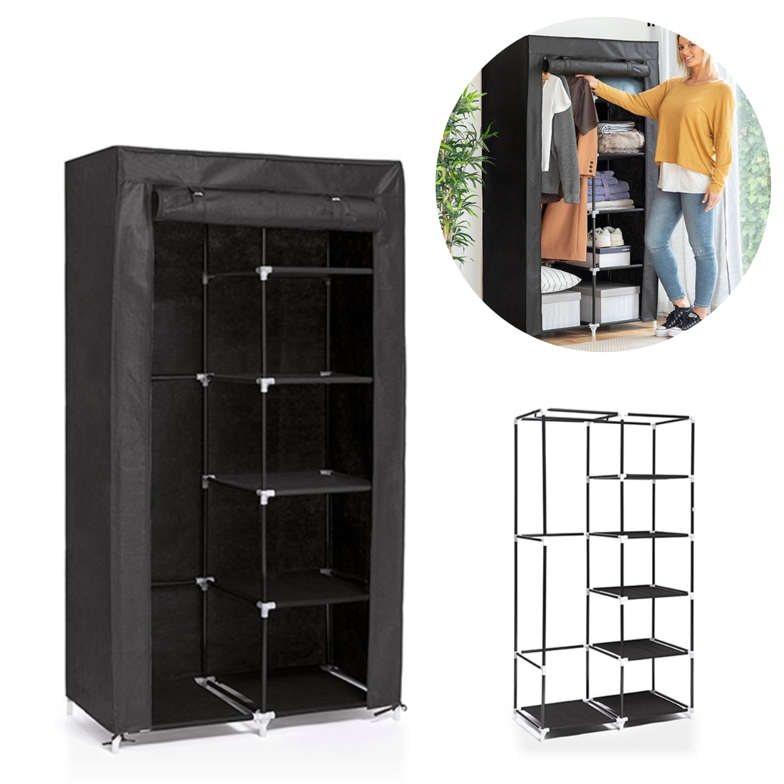 Auduma skapis, apģērba un apavu organizators