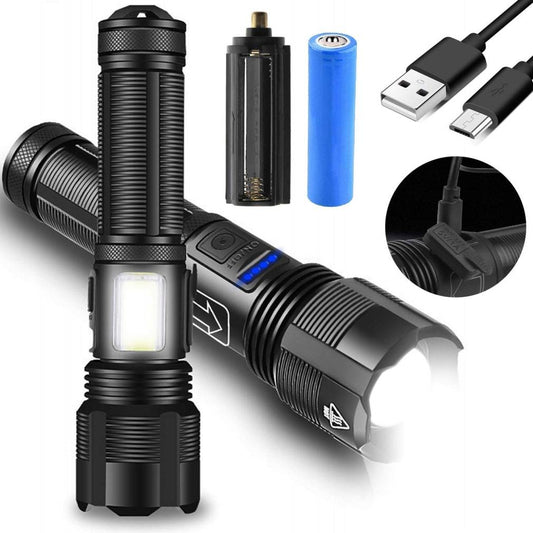 Taktiskais lukturis ar COB balto un sarkano gaismu, 6 dažādi režīmi