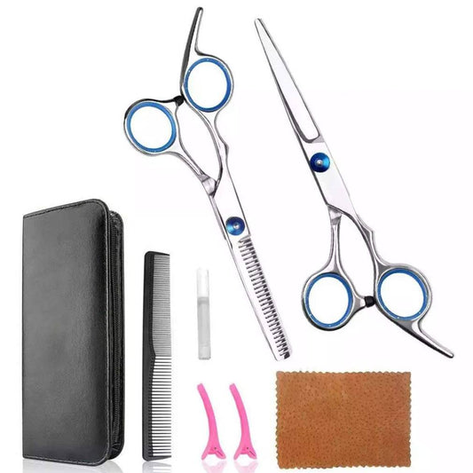 Friziera komplekts matu griešanai (šķēres, retināšanas šķēres, ķemme)