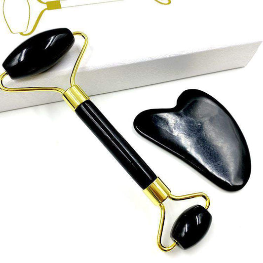 Nefrīta rullītis, Jade Roller ar Gua Sha no melnā obsidiāna