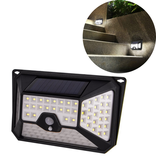 Ārā lampa ar saules paneļiem un kustības sensoru ūdensizturīga