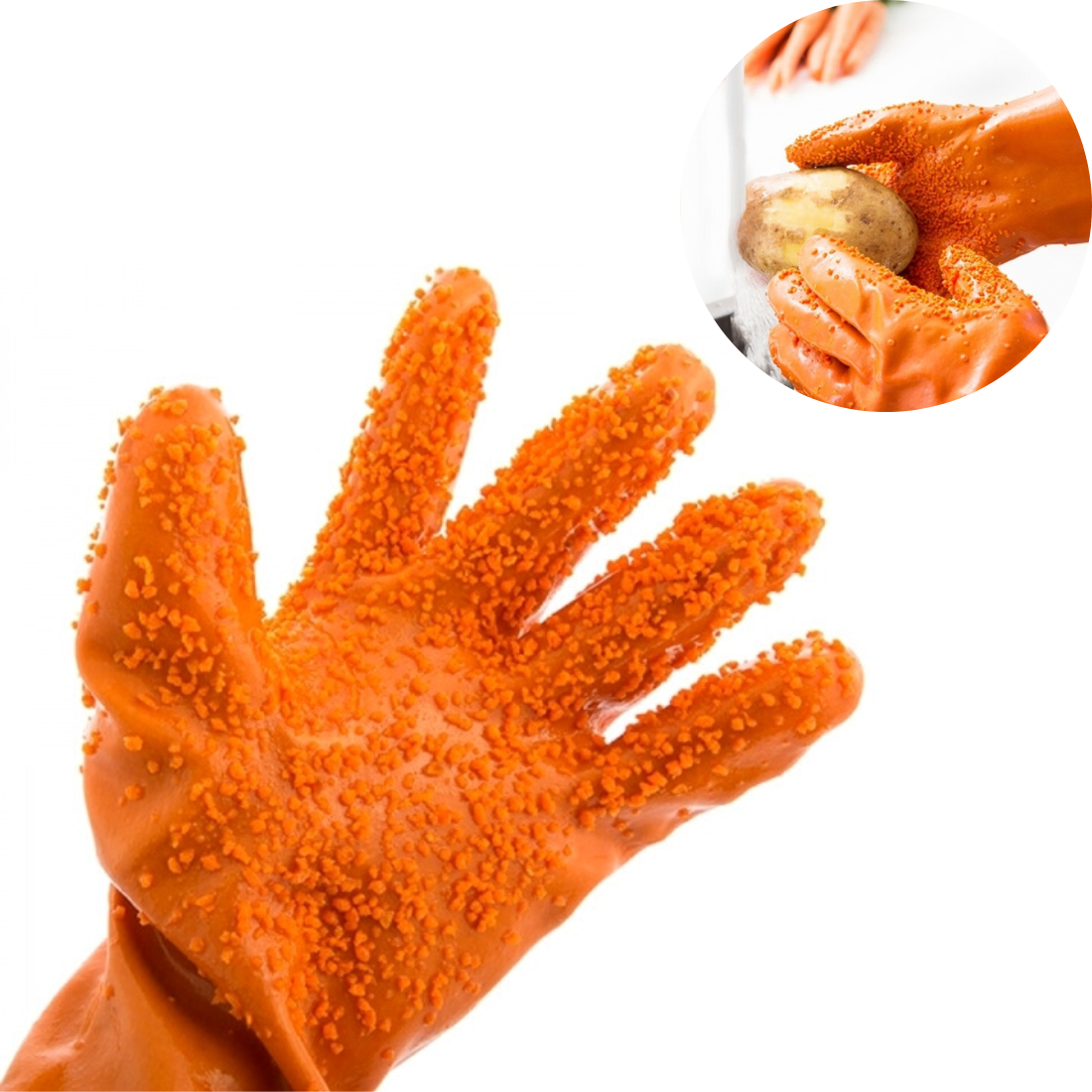 Silikona cimdi dārzeņu tīrīšanai, mizošanai