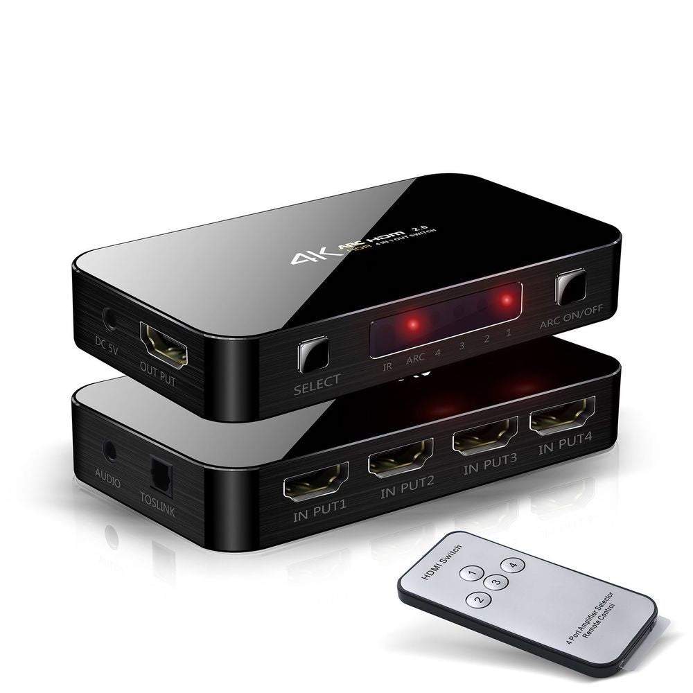 HDMI sadalītājs, pārslēdzējs, 4 porti, ar tālvadības pulti