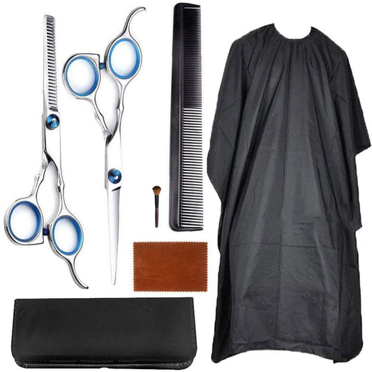 Matu griešanas komplets (frizieru šķēres, ķemmes, priekšauts)