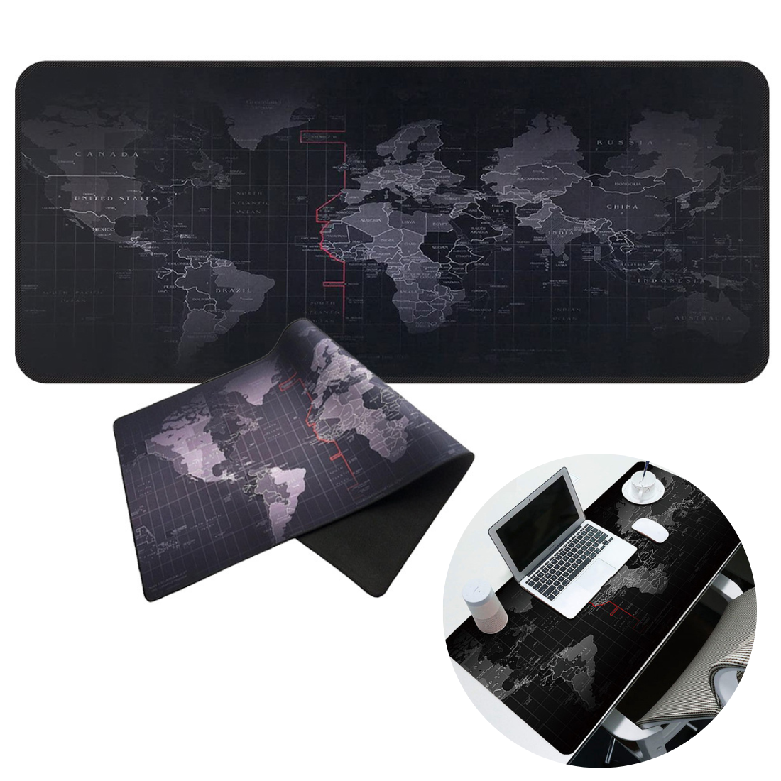 Spēļu peles paliktnis pasaules karte 90x40cm