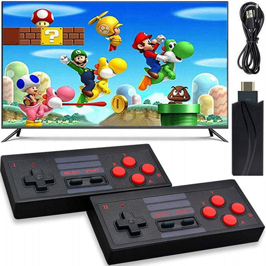 Retro TV konsole ar divām bezvadu pultīm un 818spēlēm