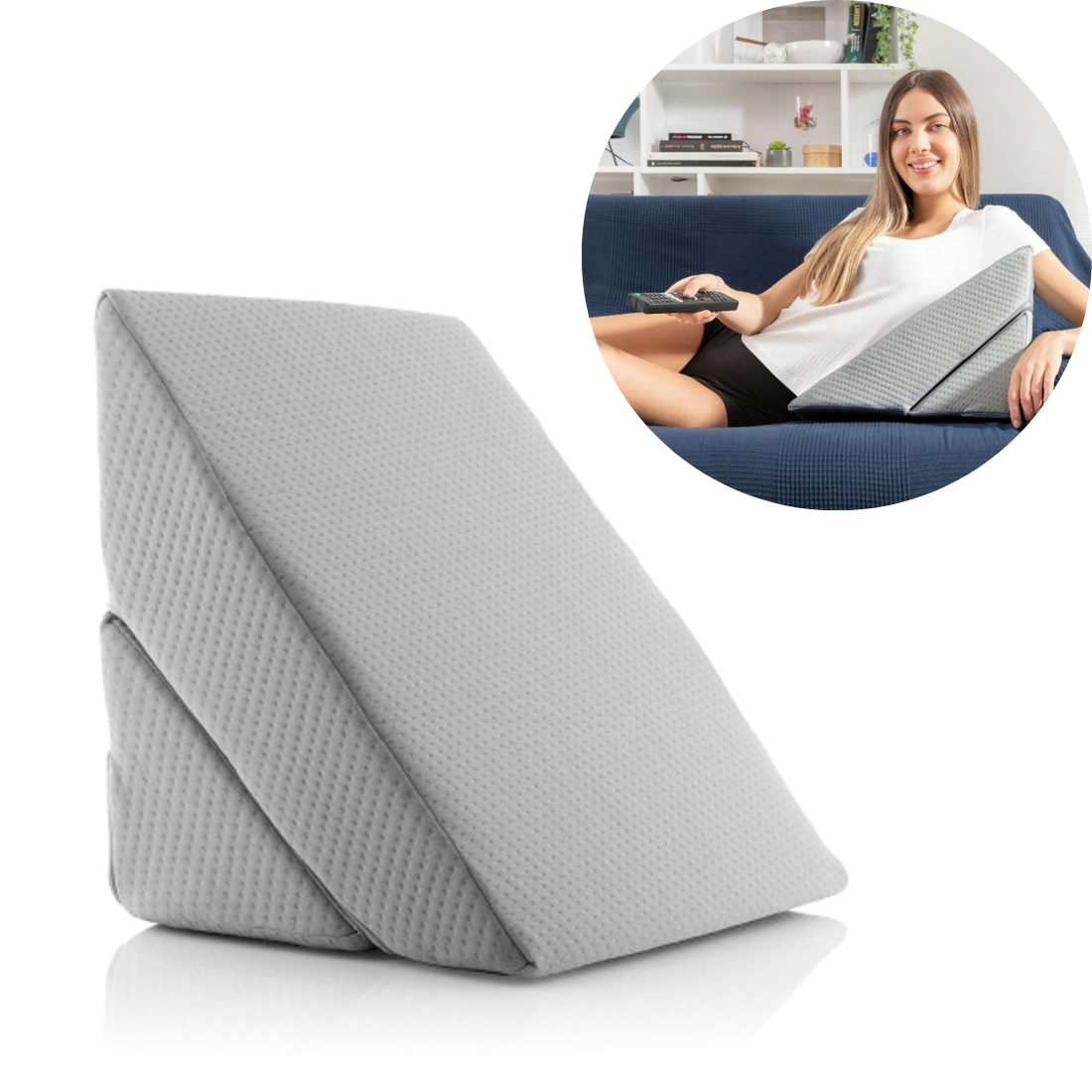 Daudzpozīciju divdaļīgs spilvens-trijstūris