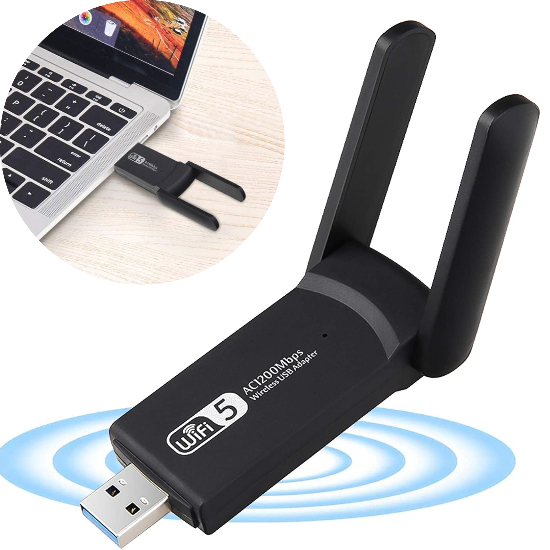 USB Wi-Fi adapteris 1200MBps dual wifi tīkla karte