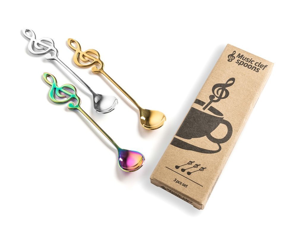 Metāla tējas karotes MUSIC CLEF 3 gab