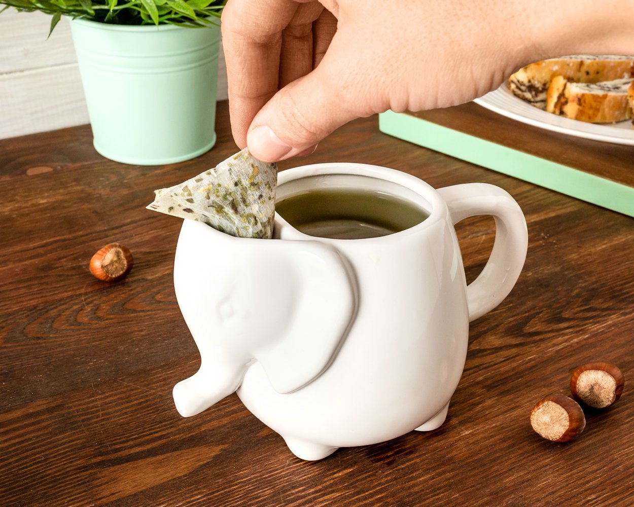 ELEPHANT krūze - BALTA - ar tējas maisiņu