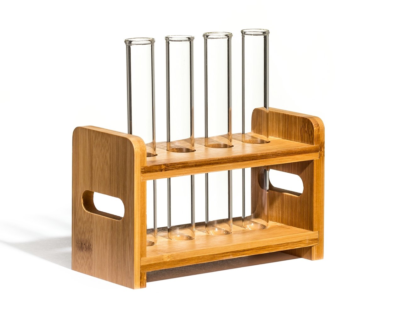 Stikla cauruļu komplekts ballītēm 4 gab. ar koka turētāju