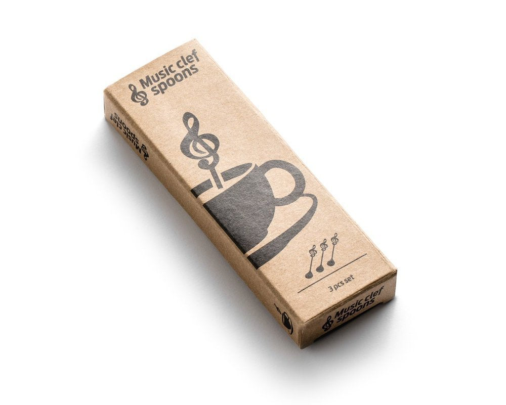 Metāla tējas karotes MUSIC CLEF 3 gab SILVER