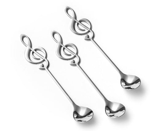 Metāla tējas karotes MUSIC CLEF 3 gab SILVER