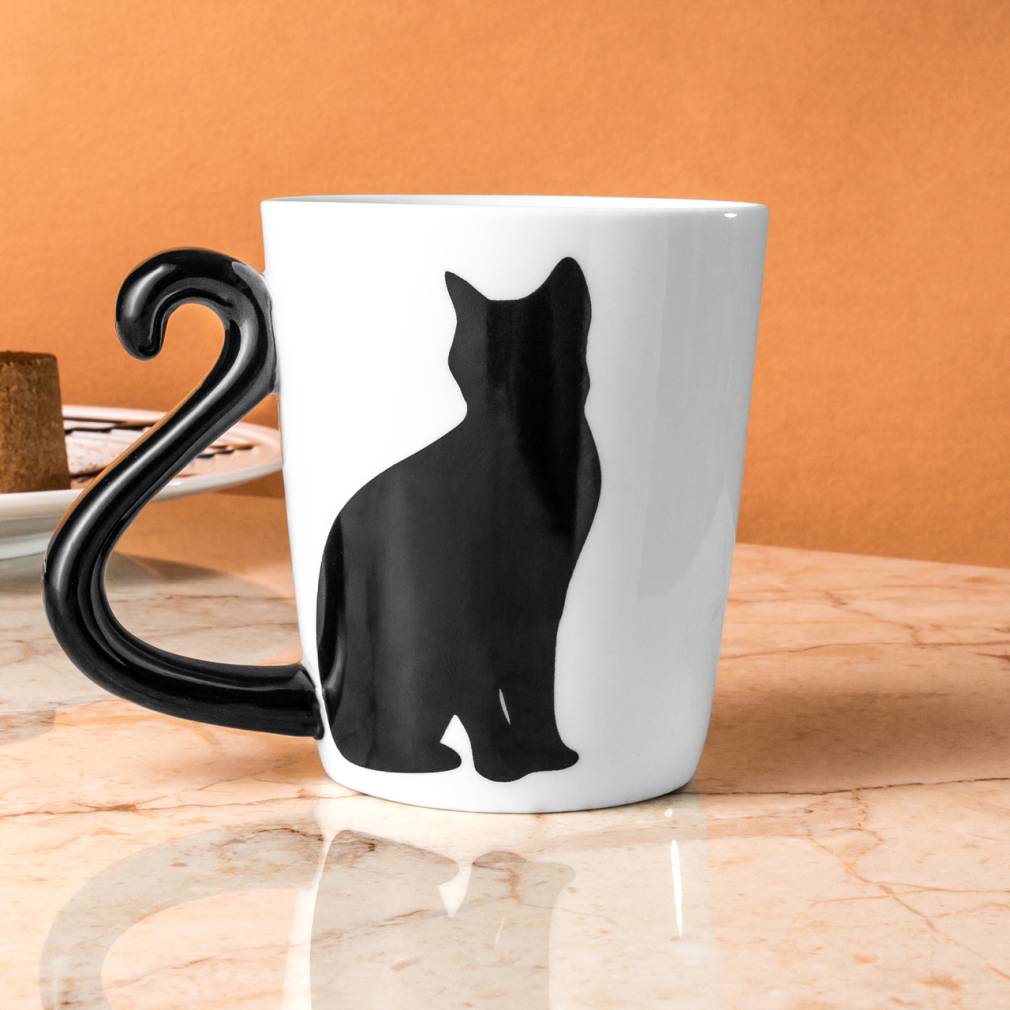 Kaķa krūze ar astes rokturi