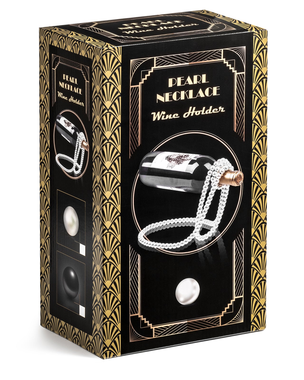 Pērļu kaklarotas vīna turētājs - MELNS