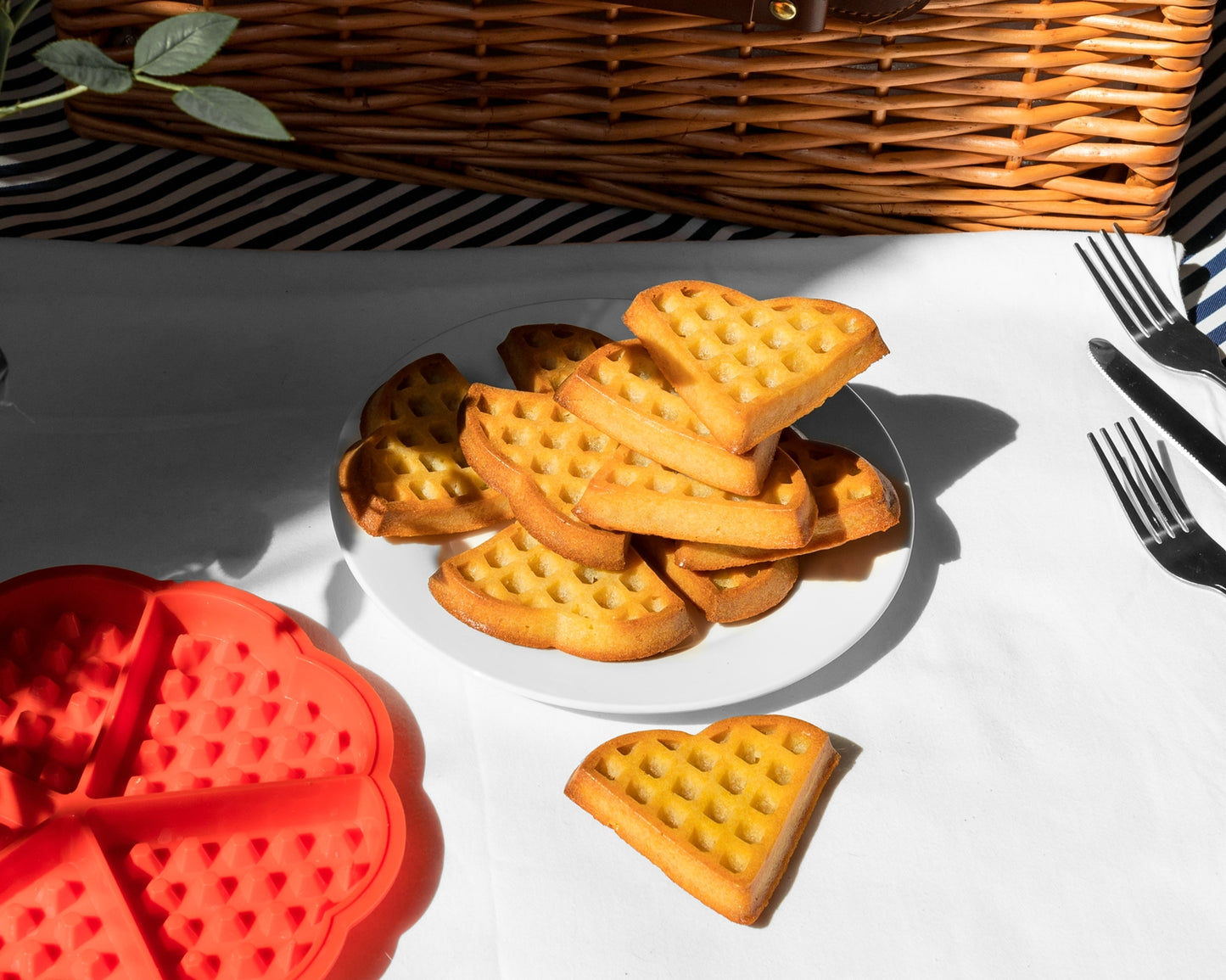 Vafeles un cepumi sirds forma