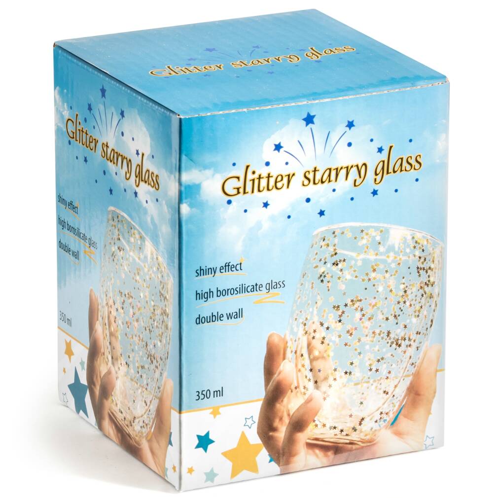 Glitter zvaigžņota glāze - dubultsiena