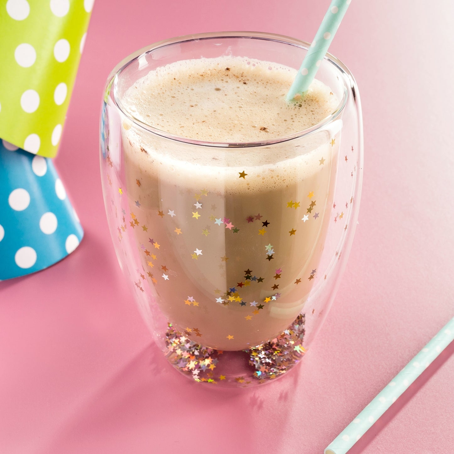 Glitter zvaigžņota glāze - dubultsiena