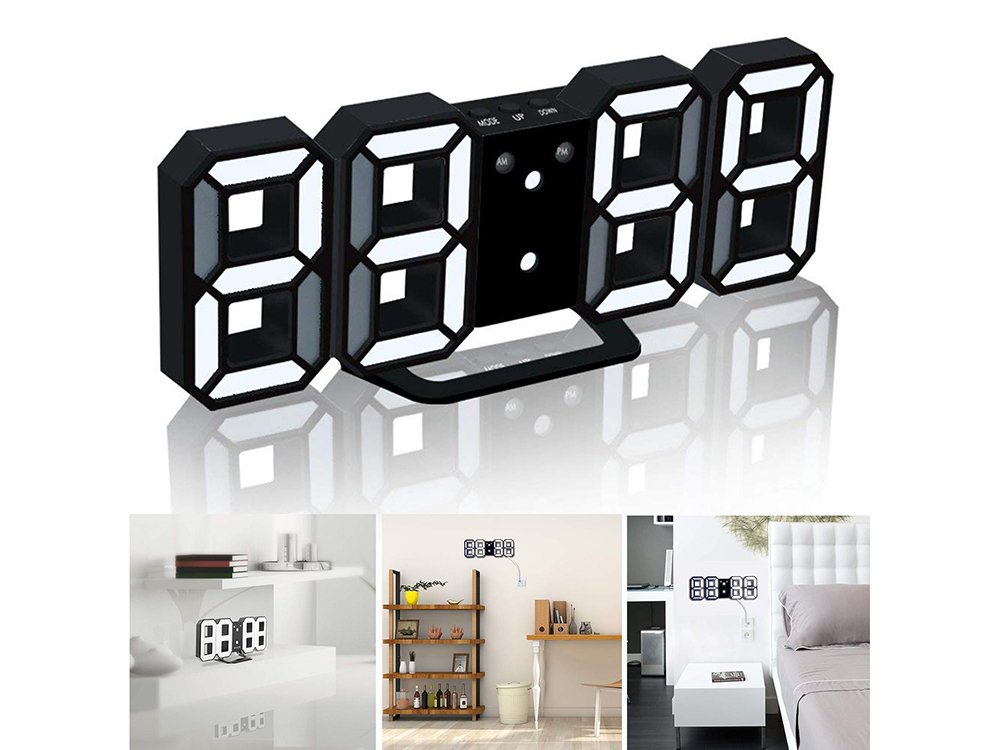 LED digitālais pulkstenis – modinātājs 3D
