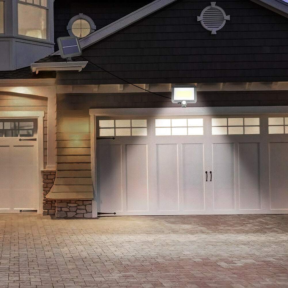 Āra lampa ar saules paneli un kustības sensoru