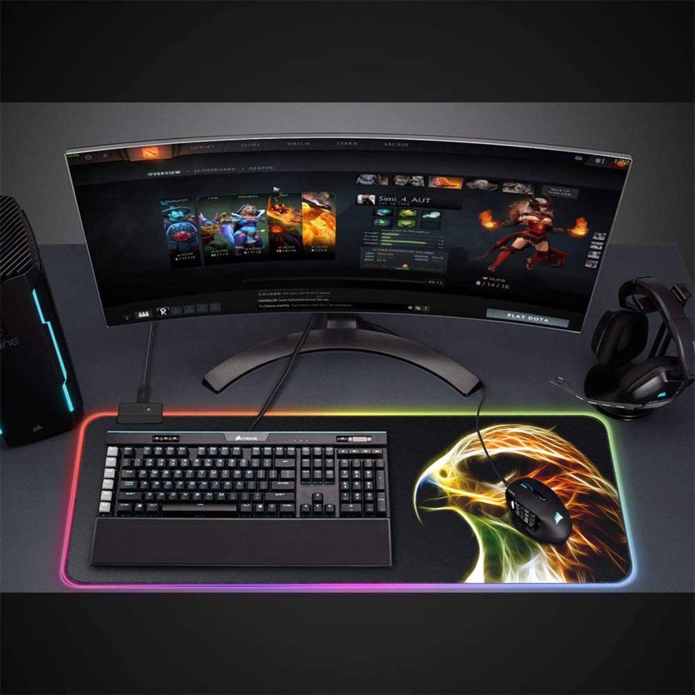 Spēļu peles paliktnis - putns RGB LED 80 x 30cm