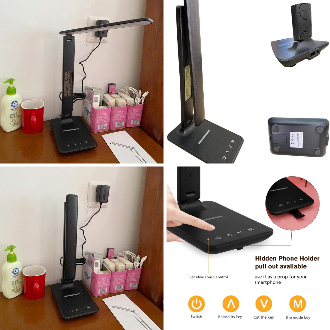 Galda lampa - telefona turētājs